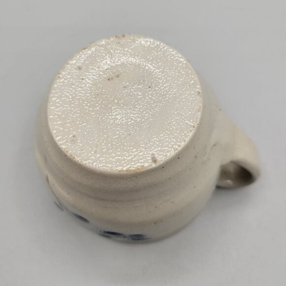 Handmade Salt Glaze Creamer Blue Floral Design Ceramic - Picture 6 of 6